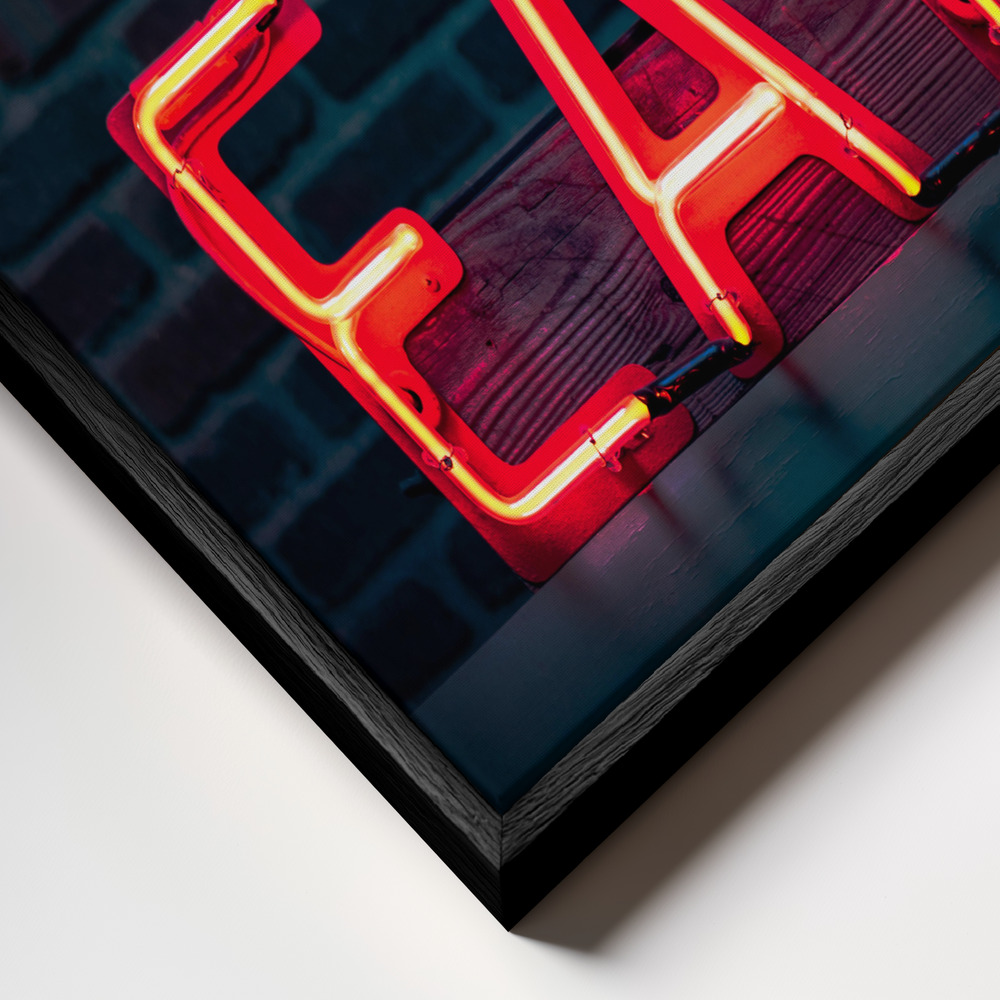 Canvas print - Eat in Neon frame close up - black frame