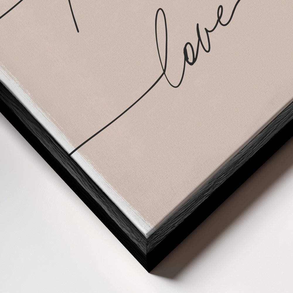 Toile - Eat Play Love cadre en gros plan - cadre noir