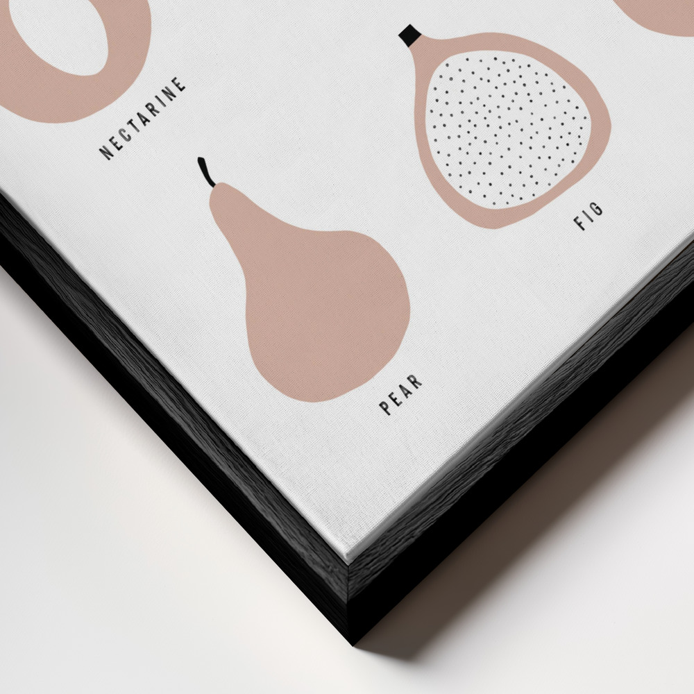 Obraz na płótnie - Pastel Fruits zbliżenie ramki - czarna ramka