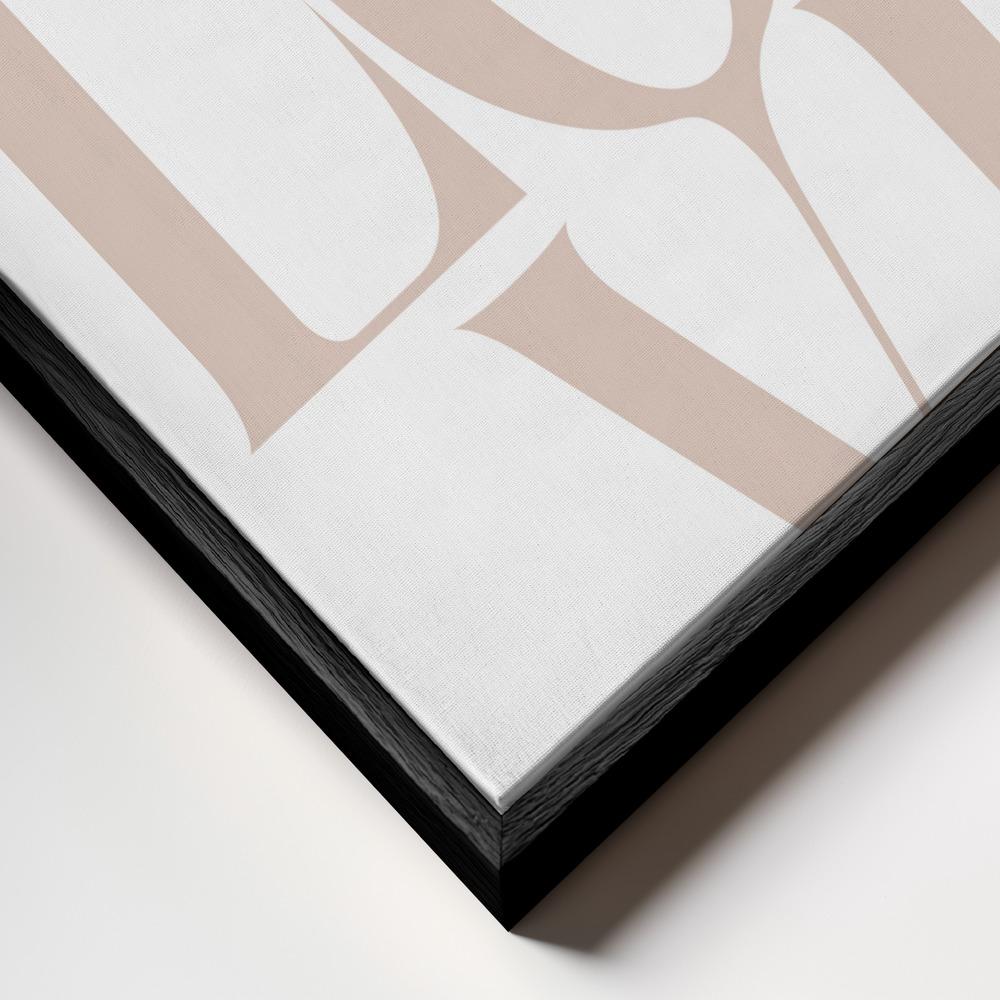 Canvas taulu - Love Beige kehys lähikuvassa - musta kehys