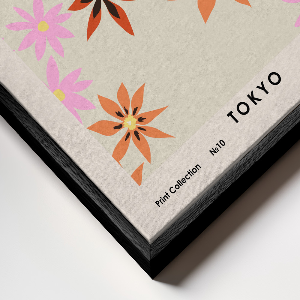 Canvas taulu - Flower Market Tokyo kehys lähikuvassa - musta kehys