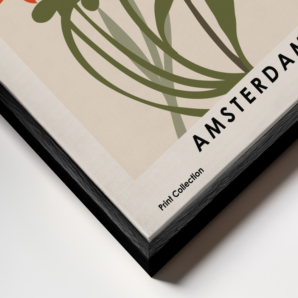 Leinwandbild - Flower Market Amsterdam rahmen Nahaufnahme - schwarzer Rahmen