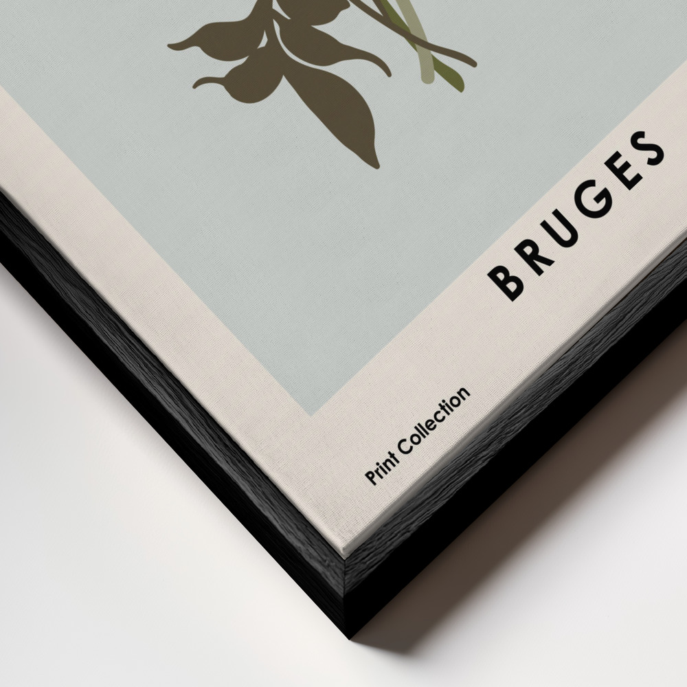 Canvas print - Flower Market Bruges frame close up - black frame