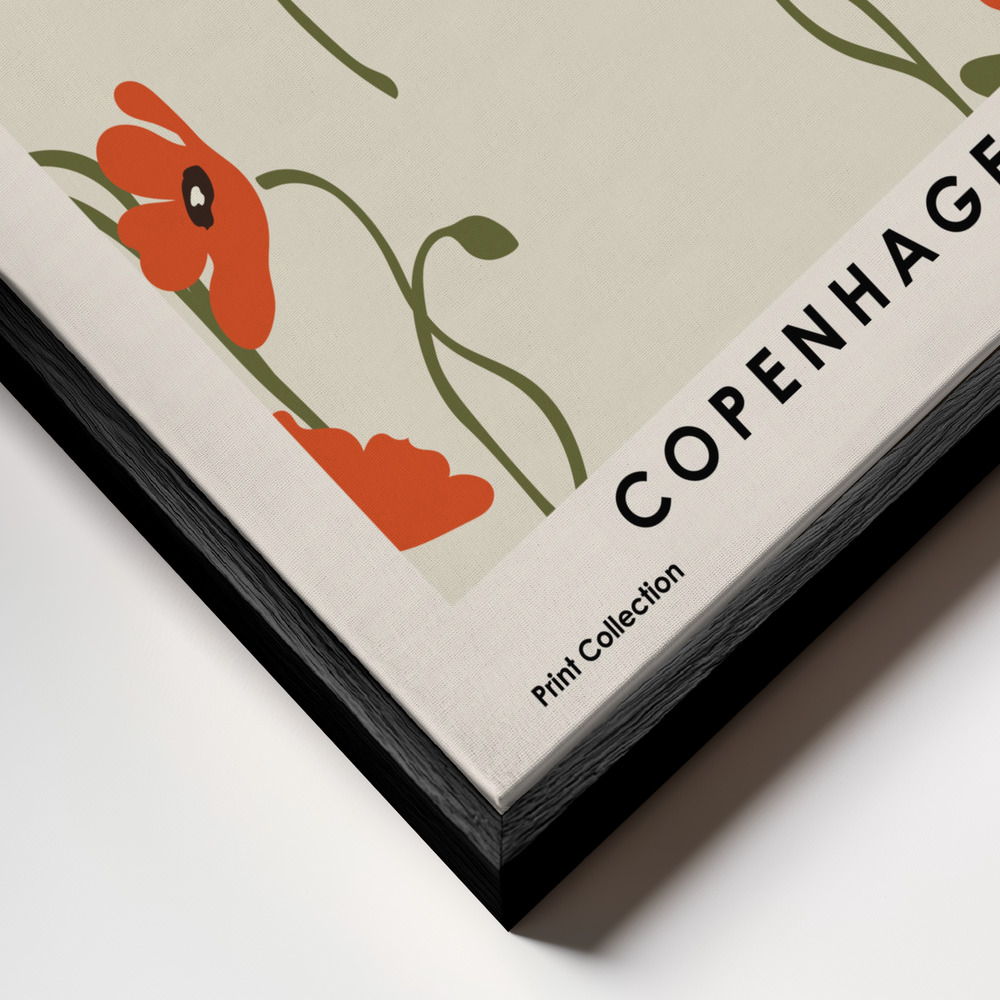 Canvas schilderi - Flower Market Copenhagen frame close-up - zwart frame