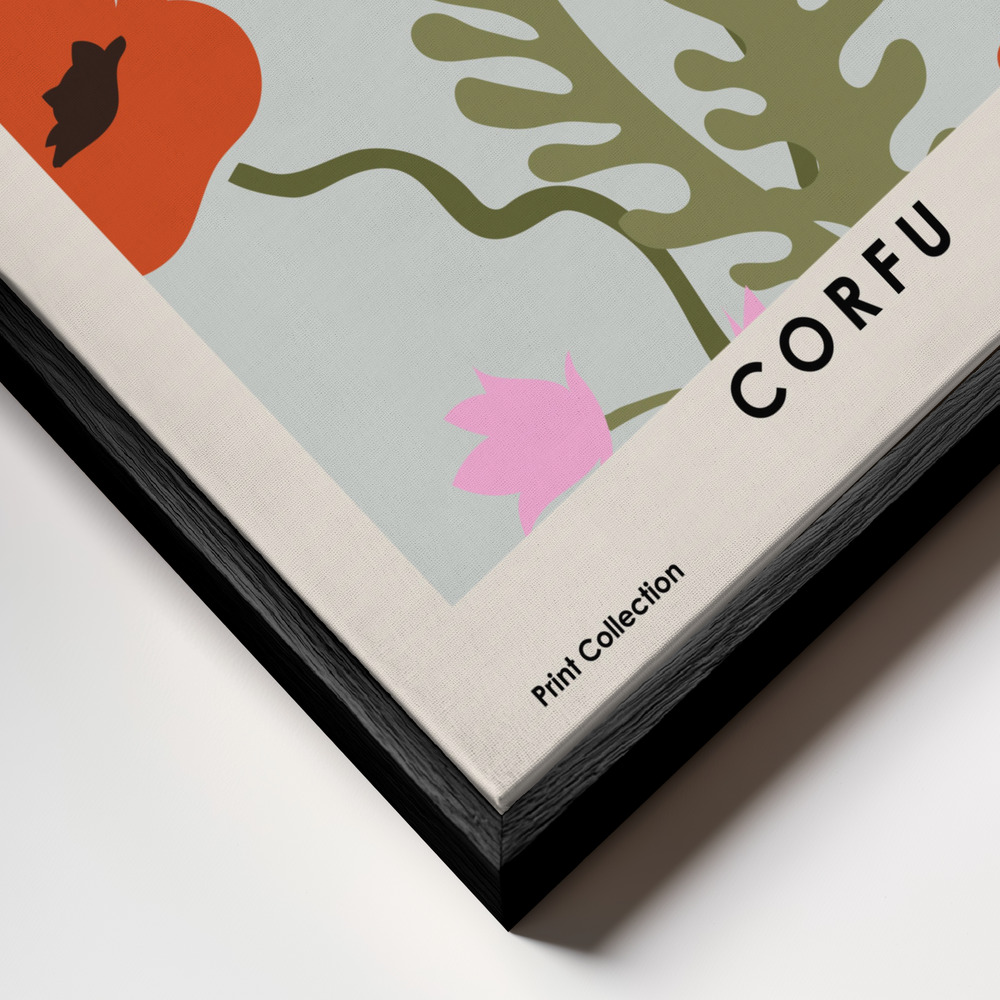 Canvastavla Flower Market Corfu - Tavla ram närbild - svart ram