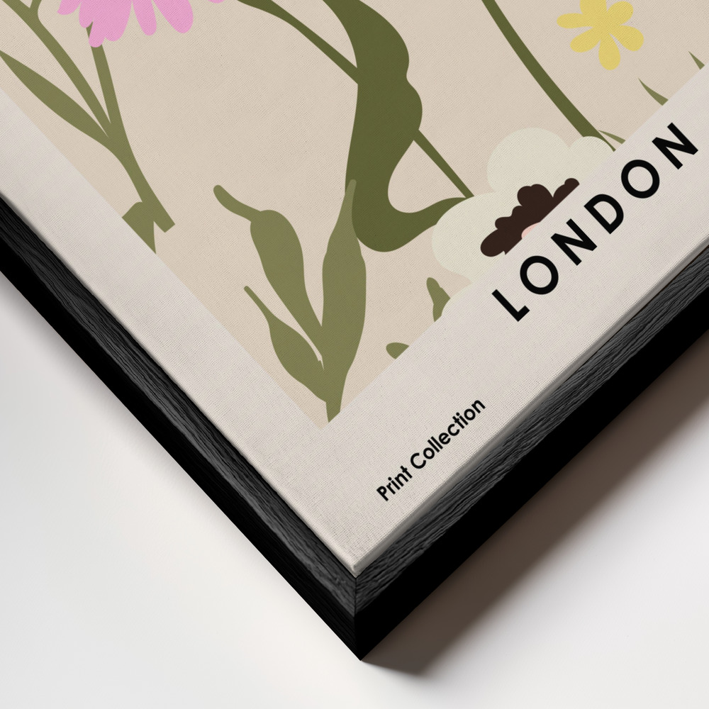 Canvas taulu - Flower Market London kehys lähikuvassa - musta kehys