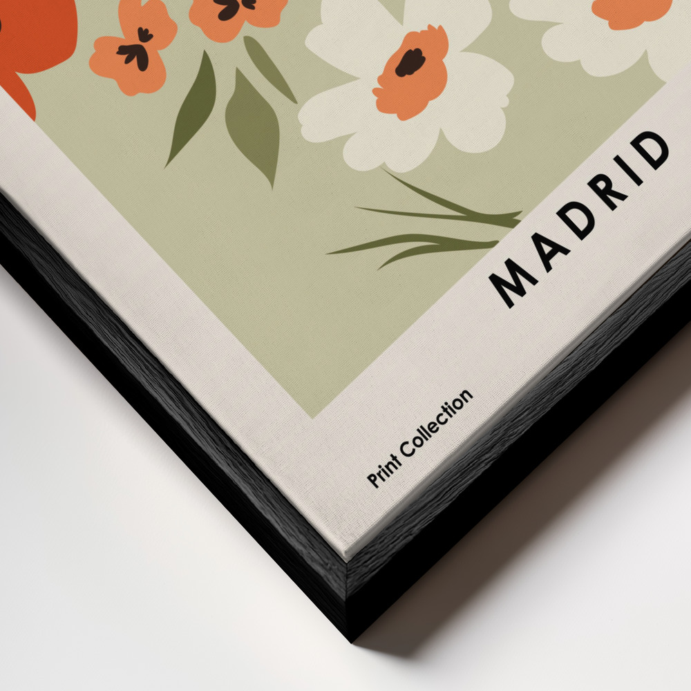 Toile - Flower Market Madrid cadre en gros plan - cadre noir