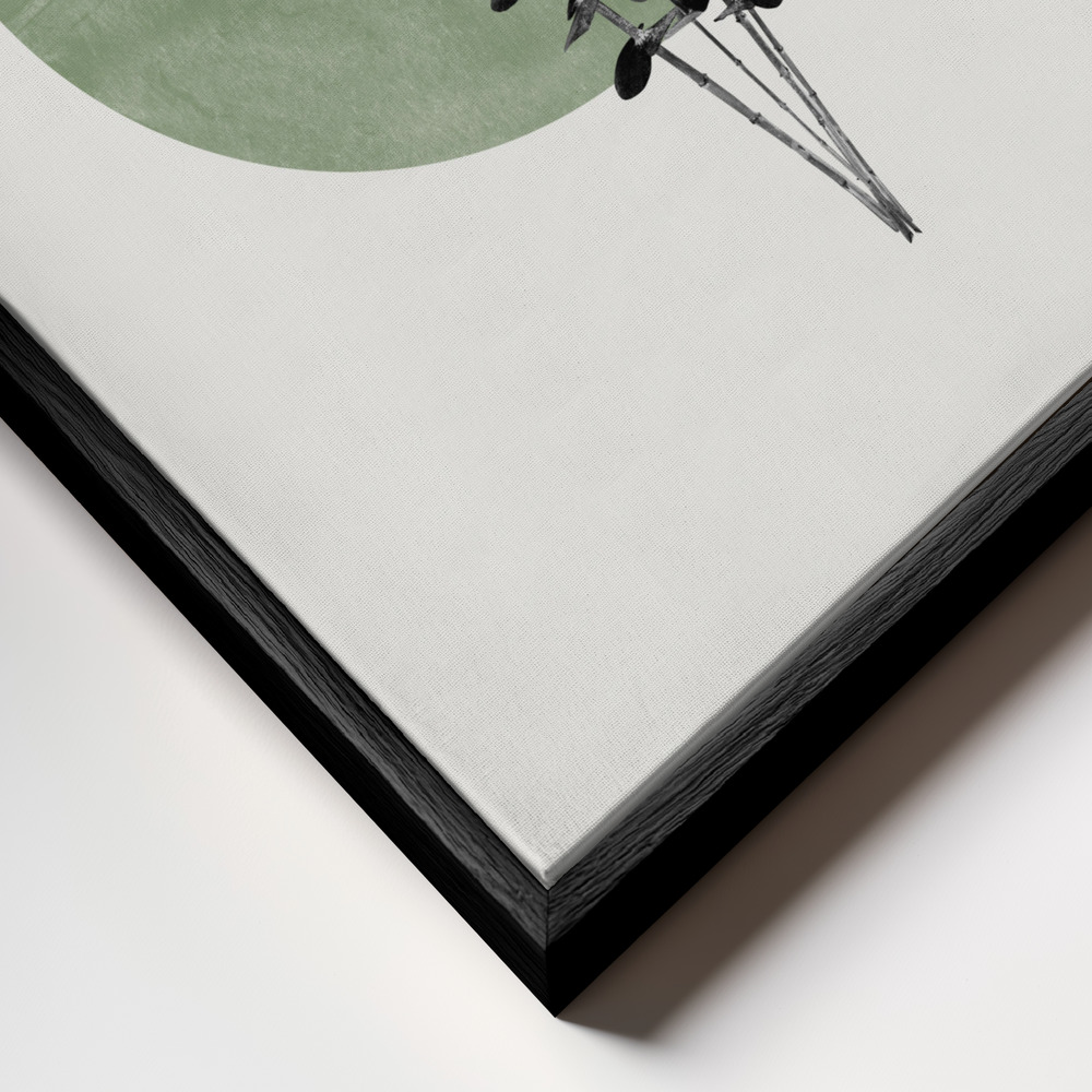 Toile - Eucalyptus and Green Moon cadre en gros plan - cadre noir