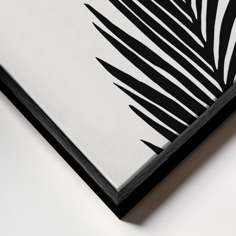 Toile - Palm Leaf 14 cadre en gros plan - cadre noir