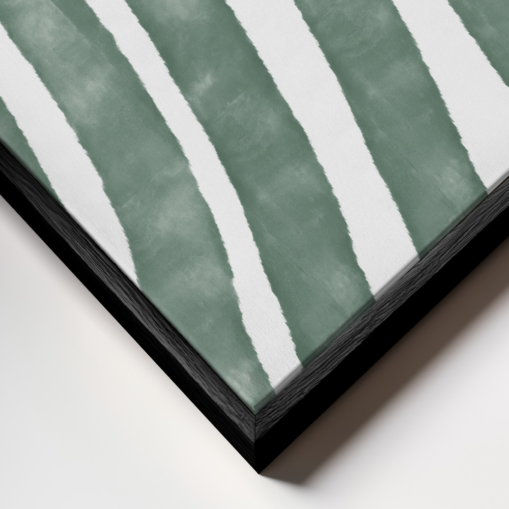 Canvas schilderi - LEAF GREEN frame close-up - zwart frame
