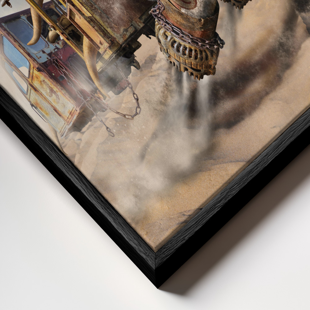 Canvas schilderi - Desert convoy frame close-up - zwart frame