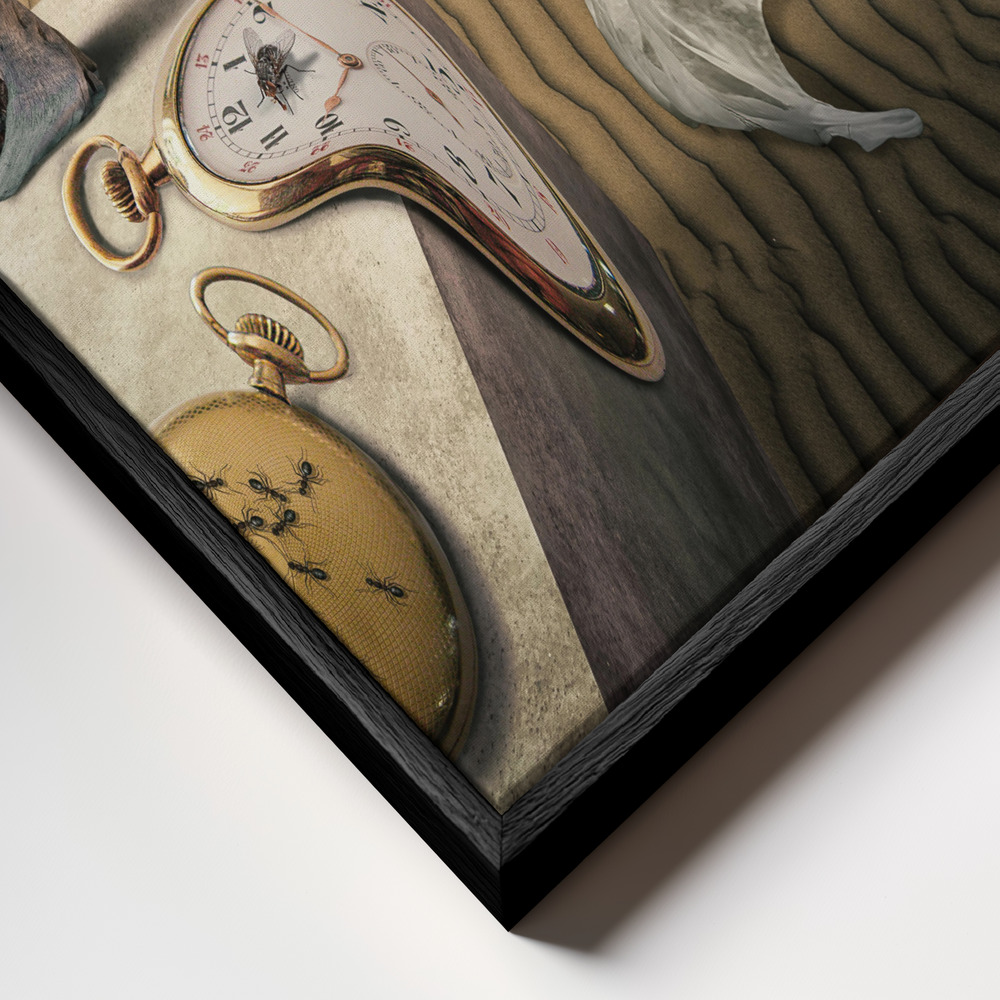 Canvas schilderi - Hommage Dali frame close-up - zwart frame
