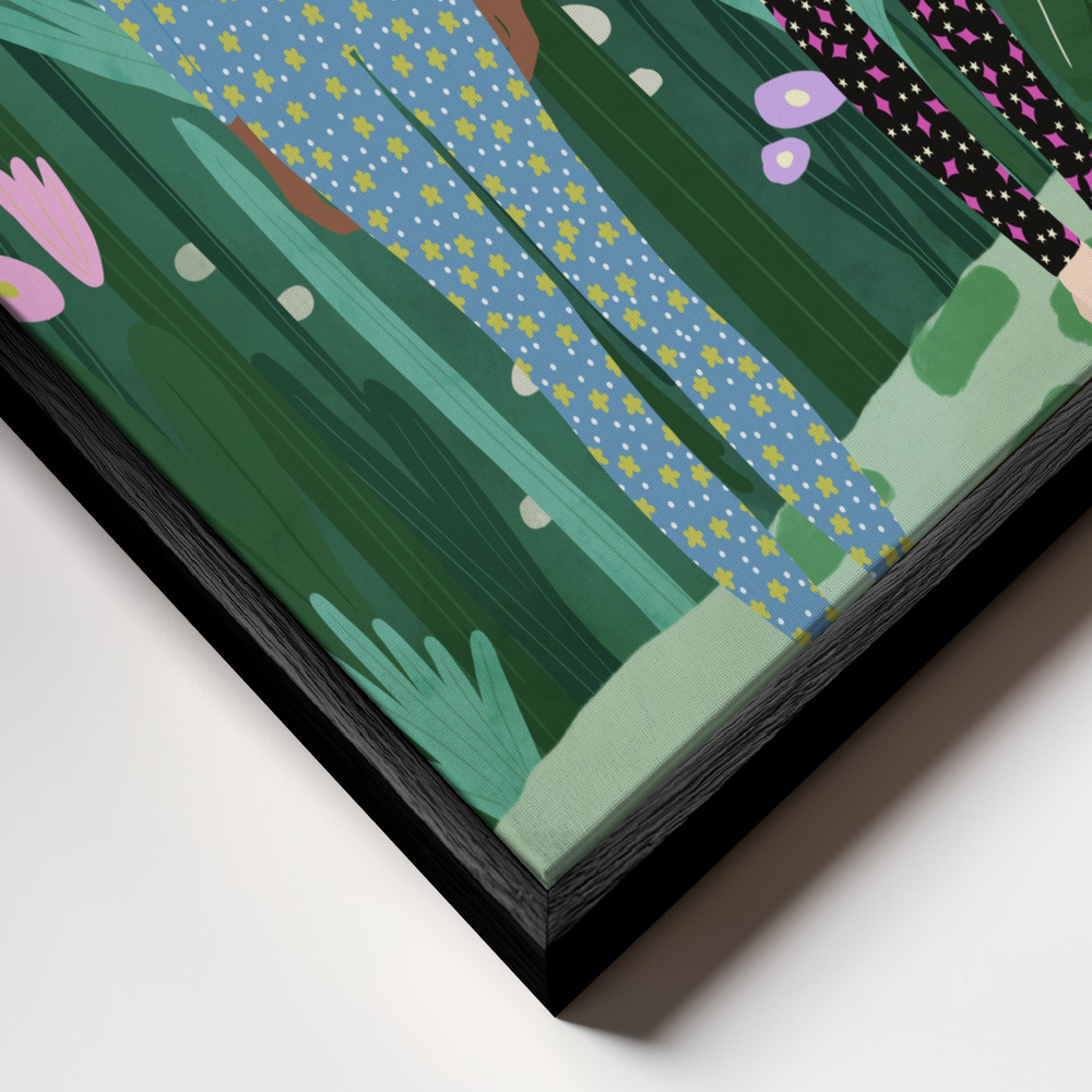 Lærred - Jungle Pijamas ramme nærbillede - sort ramme
