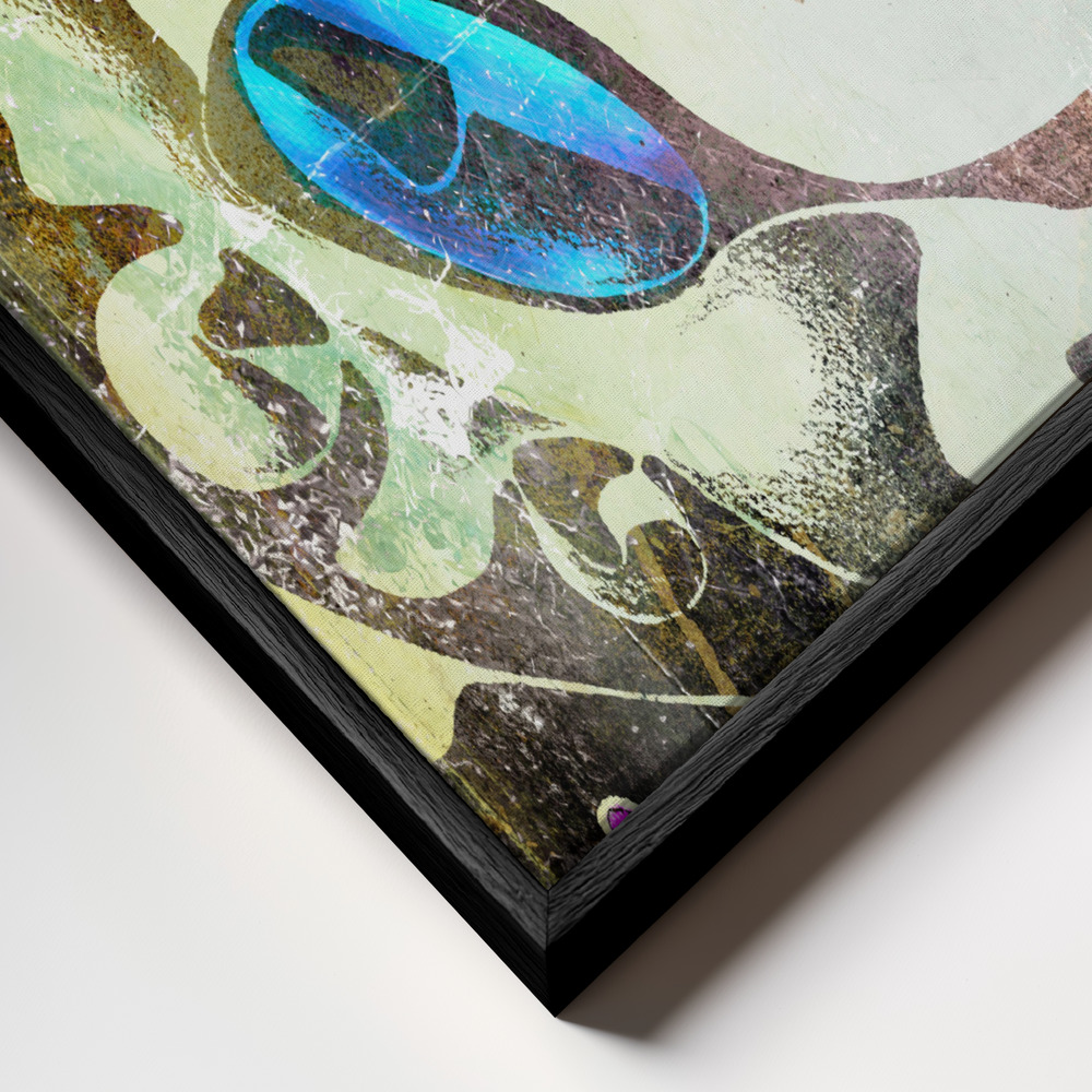 Canvas schilderi - The moon charms at night frame close-up - zwart frame