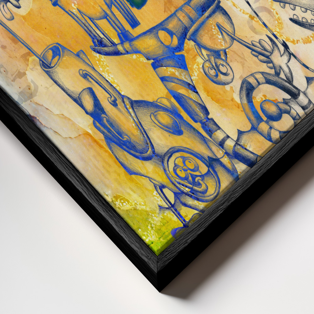 Canvas schilderi - A gray mushroom cabbie No. 3 frame close-up - zwart frame