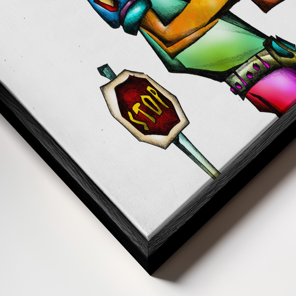Canvas schilderi - The crazy policeman frame close-up - zwart frame