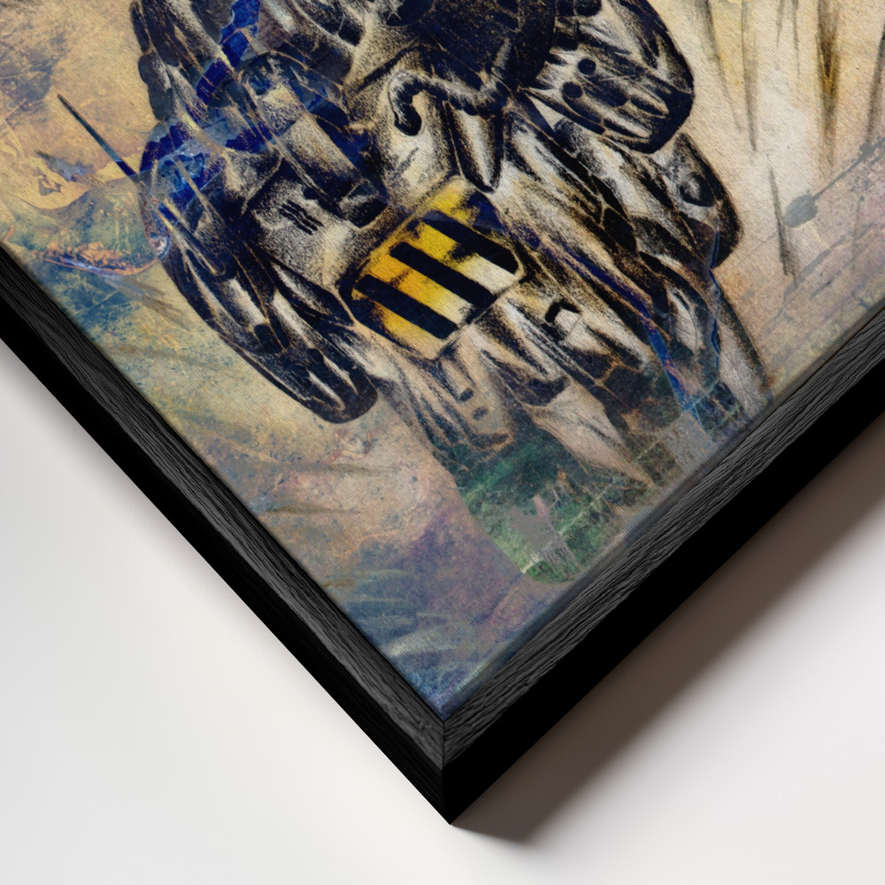 Canvas schilderi - Space soldier against Aliens frame close-up - zwart frame