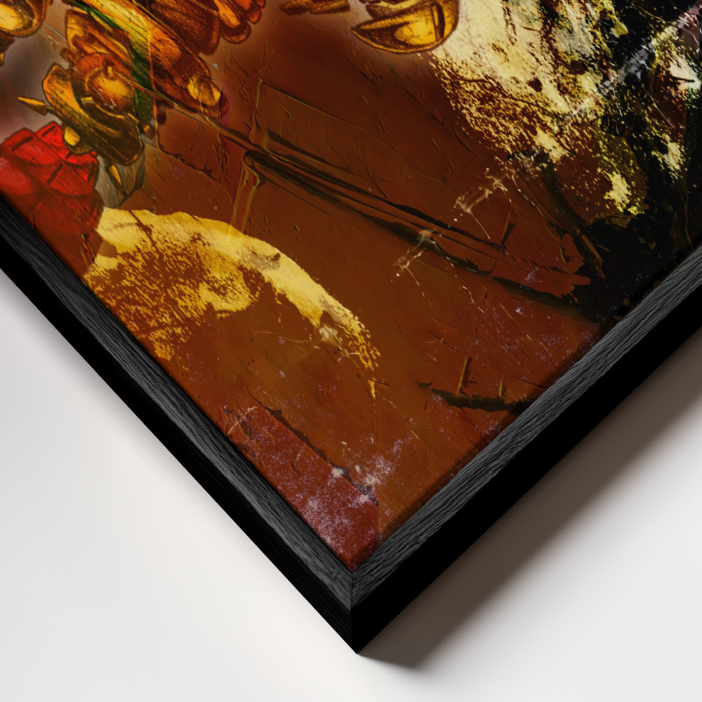 Canvas schilderi - Sputnik at asteroids frame close-up - zwart frame