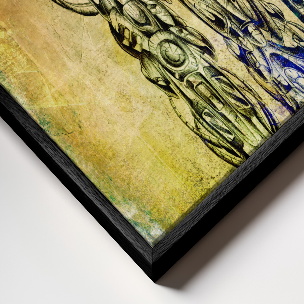 Canvas schilderi - It was not me cyborg frame close-up - zwart frame