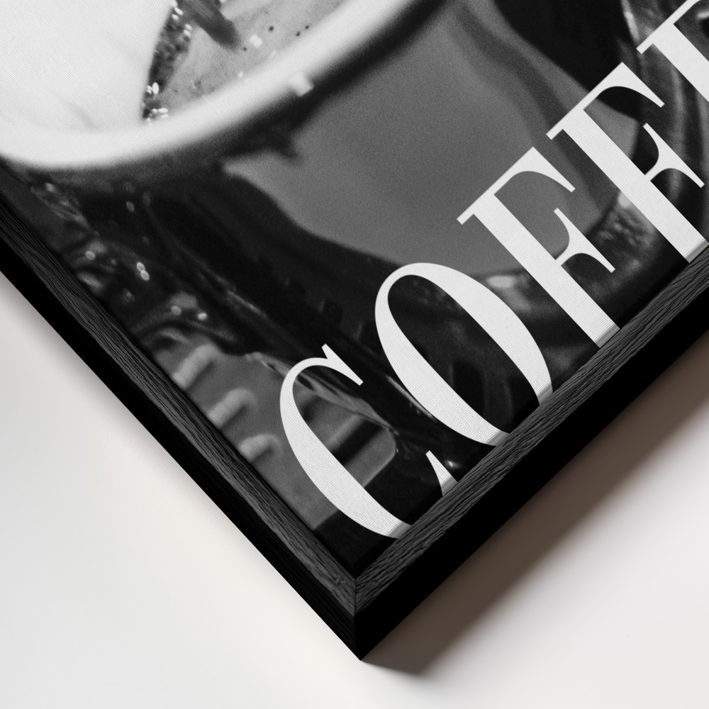 Canvas taulu - Coffee Text 2 kehys lähikuvassa - musta kehys