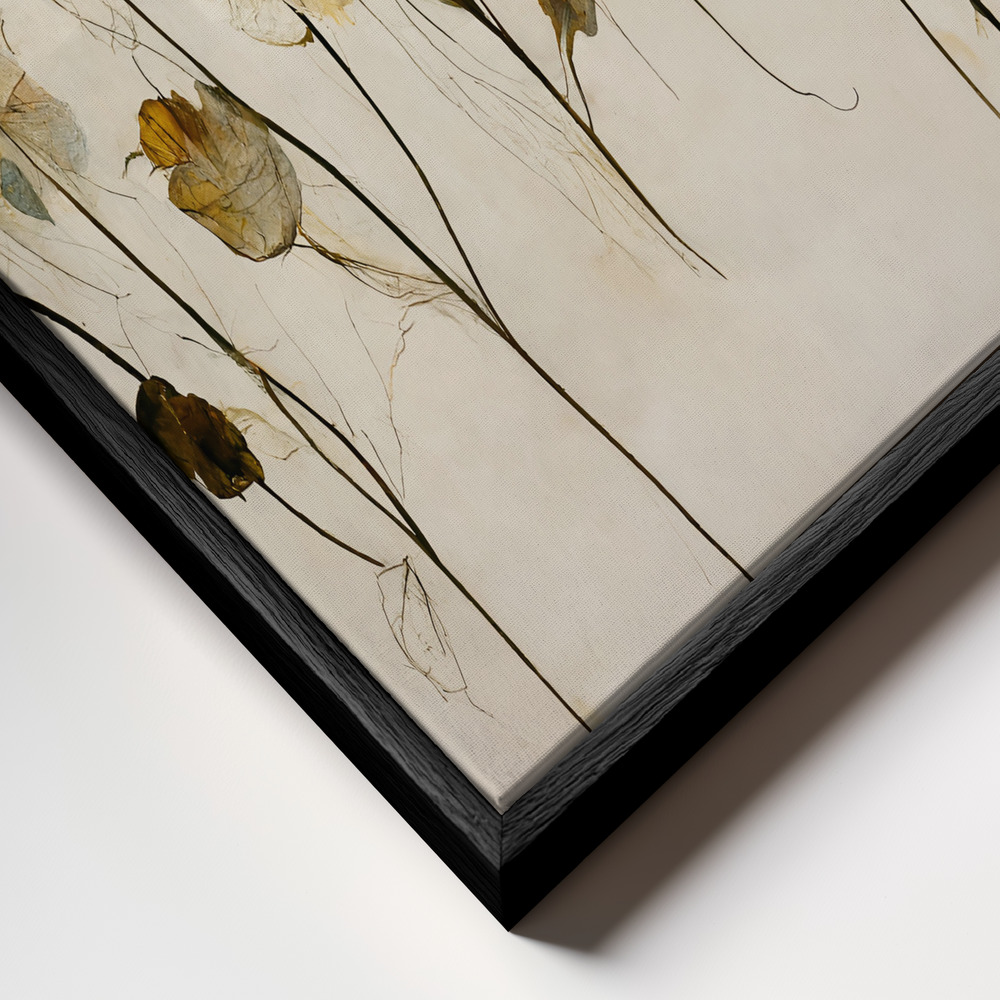 Toile - Beautiful Dry Flowers cadre en gros plan - cadre noir