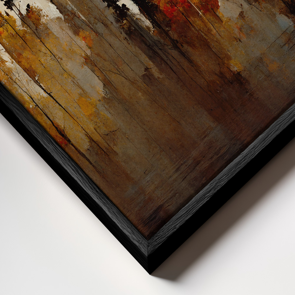 Canvas schilderi - A Forest In Autumn frame close-up - zwart frame