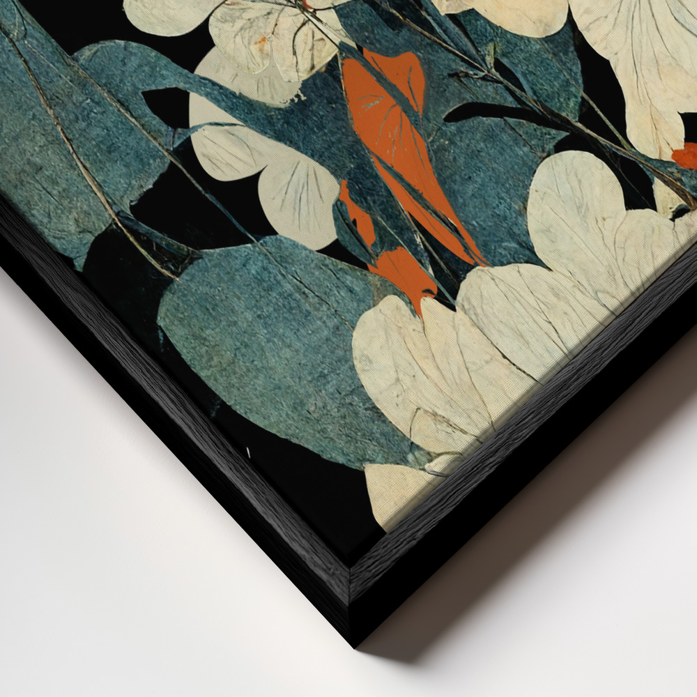 Canvas print - Asian Flowers frame close up - black frame