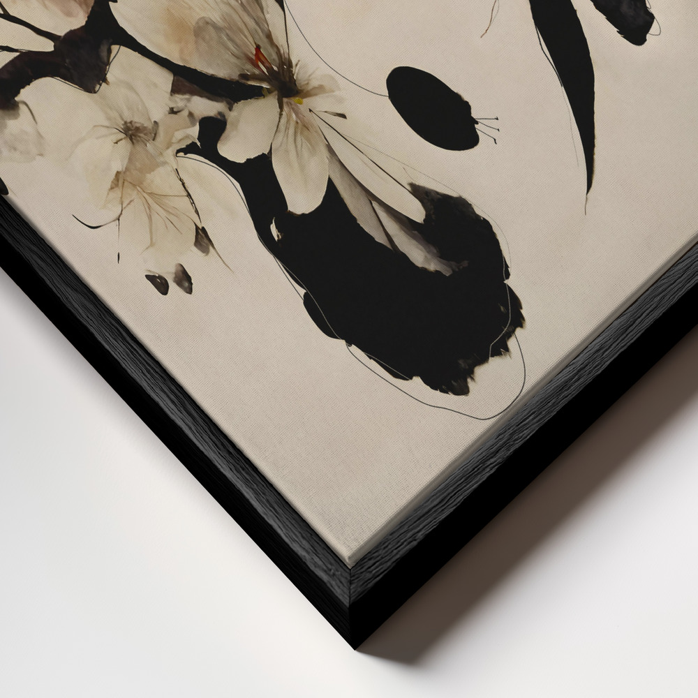 Canvas taulu - Cherry Blossom Branch kehys lähikuvassa - musta kehys