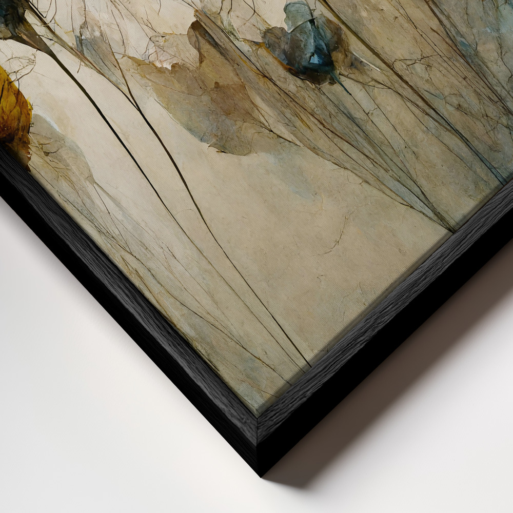 Canvas schilderi - Dry Flower Bouquet frame close-up - zwart frame