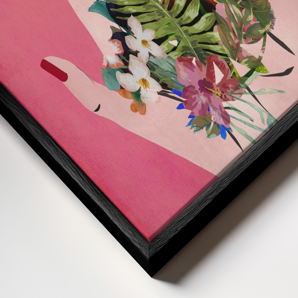 Canvas print - Frida`s Hand`s (Pink Version) frame close up - black frame