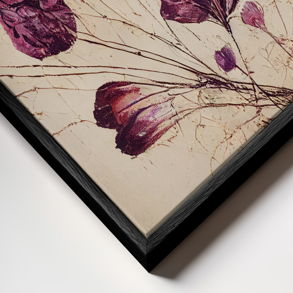 Toile - Purple Flowers cadre en gros plan - cadre noir