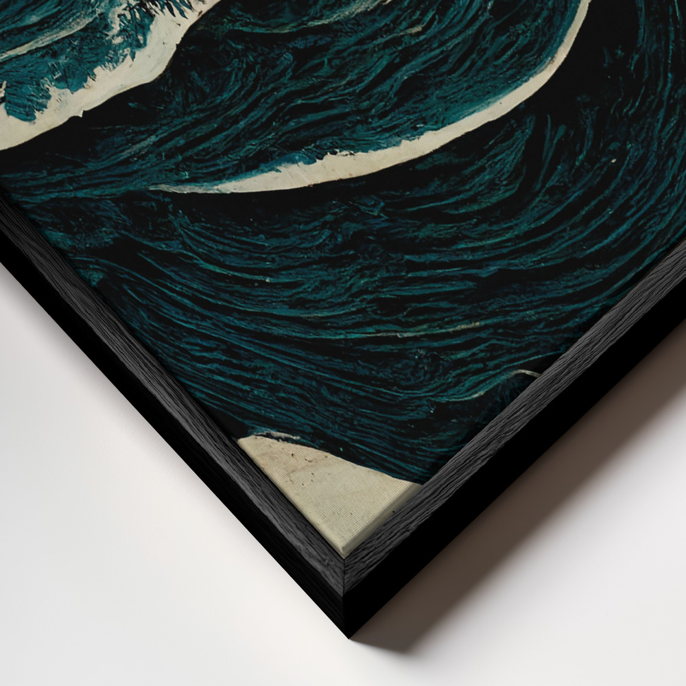 Lienzo - Wild Sea primer plano del marco - marco negro