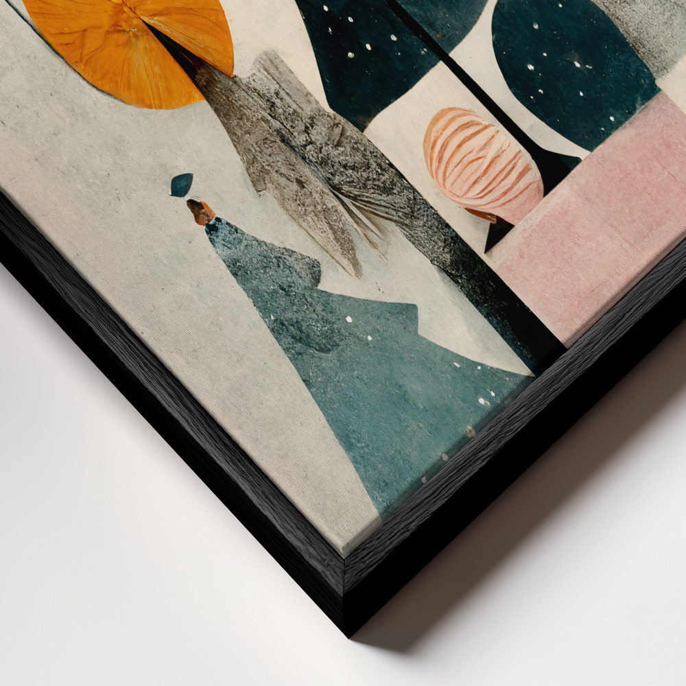 Canvas print - Cute Pine Tree Composition frame close up - black frame