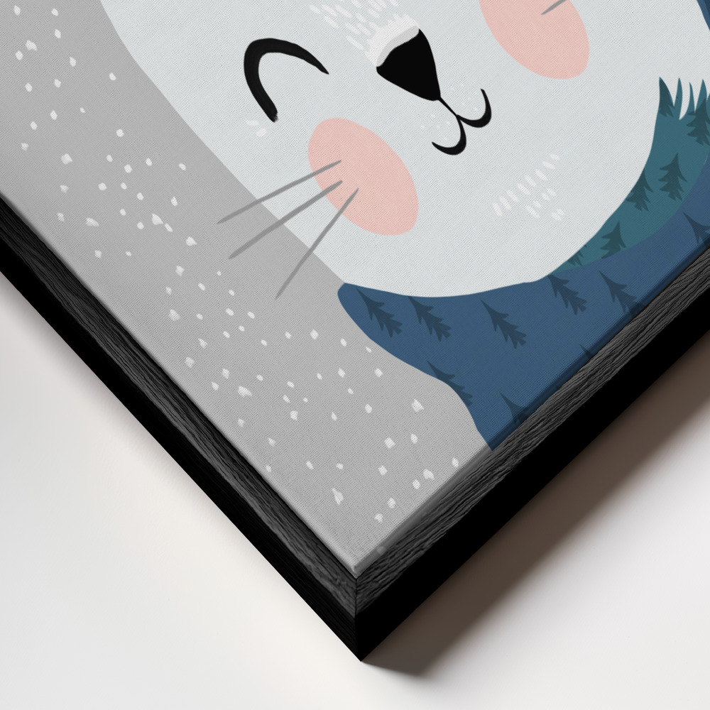 Toile - Snow Bunny cadre en gros plan - cadre noir