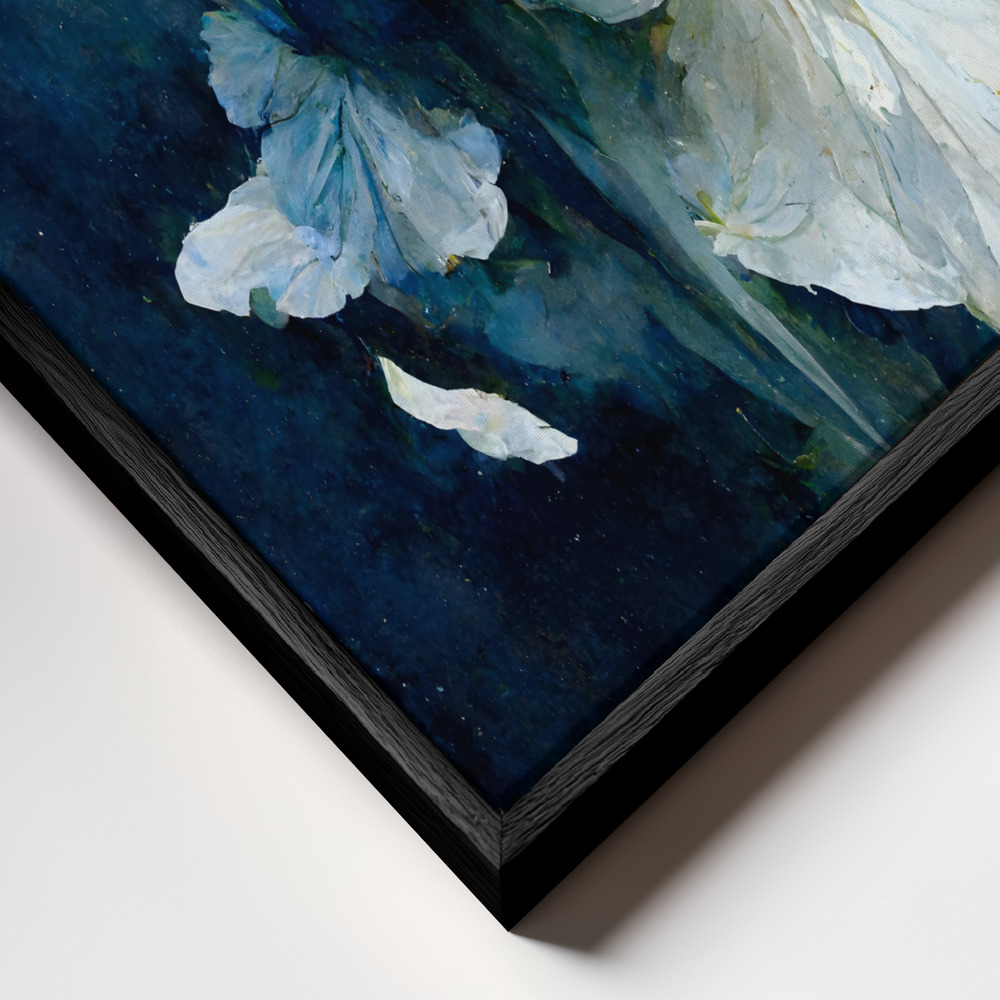 Canvas print - Blue Flower Bouquet frame close up - black frame