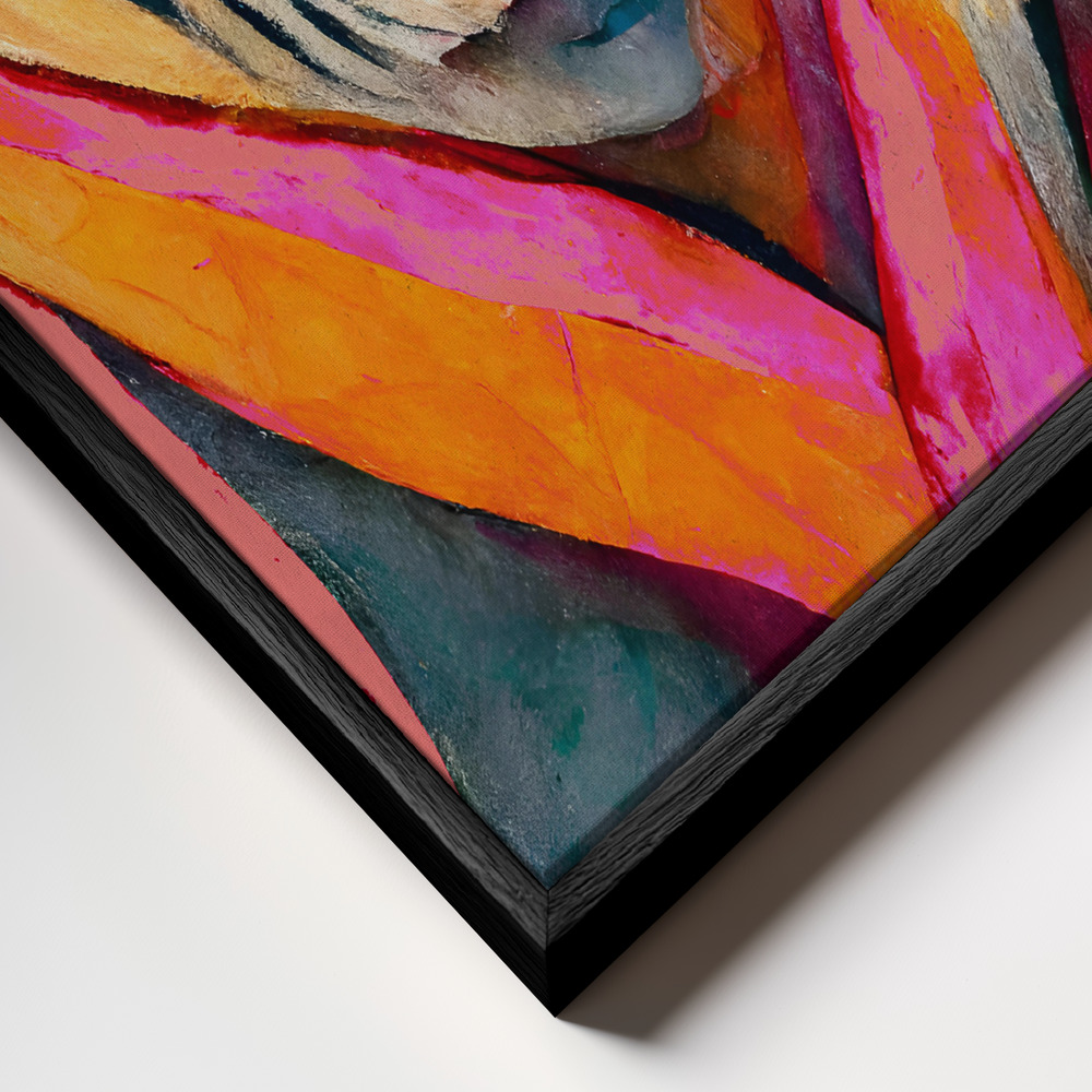 Canvas print - The Tiger frame close up - black frame