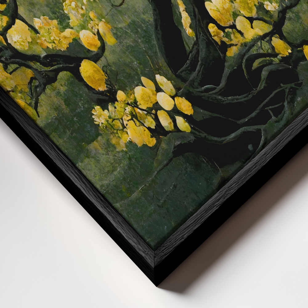 Canvas schilderi - Sakura Tree frame close-up - zwart frame
