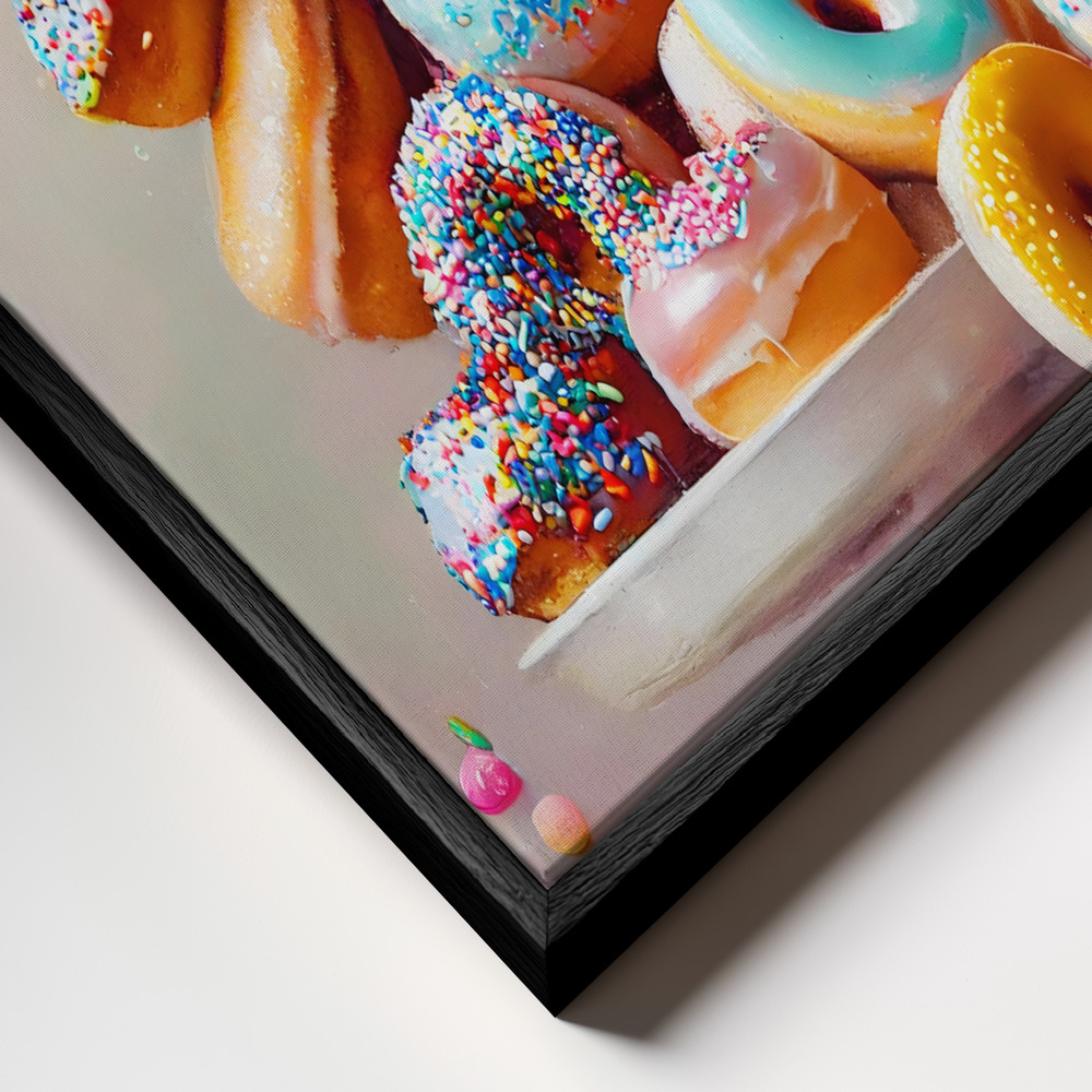 Canvas print - Donuts! frame close up - black frame