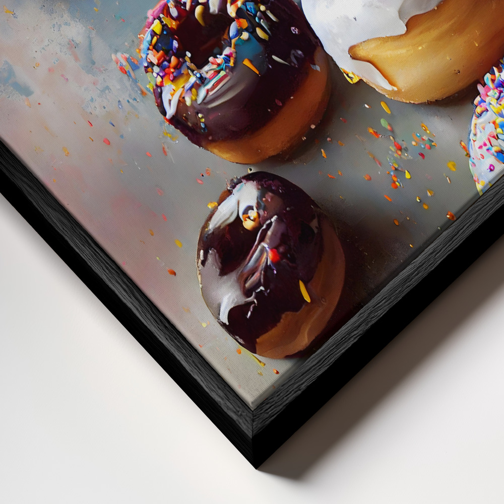 Toile - Yummy Donuts cadre en gros plan - cadre noir