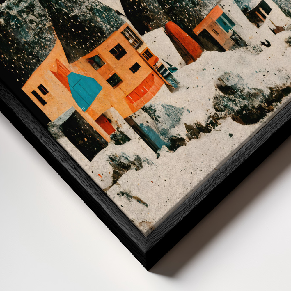Toile - Fairy Village cadre en gros plan - cadre noir