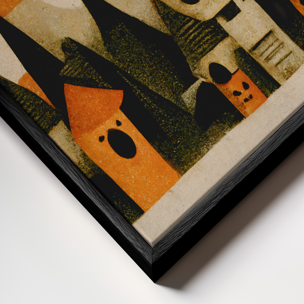 Lienzo - Spooky Wooky Village primer plano del marco - marco negro