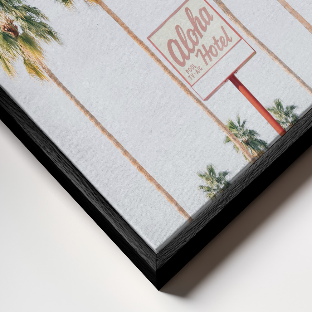 Canvas schilderi - Aloha Hotel frame close-up - zwart frame
