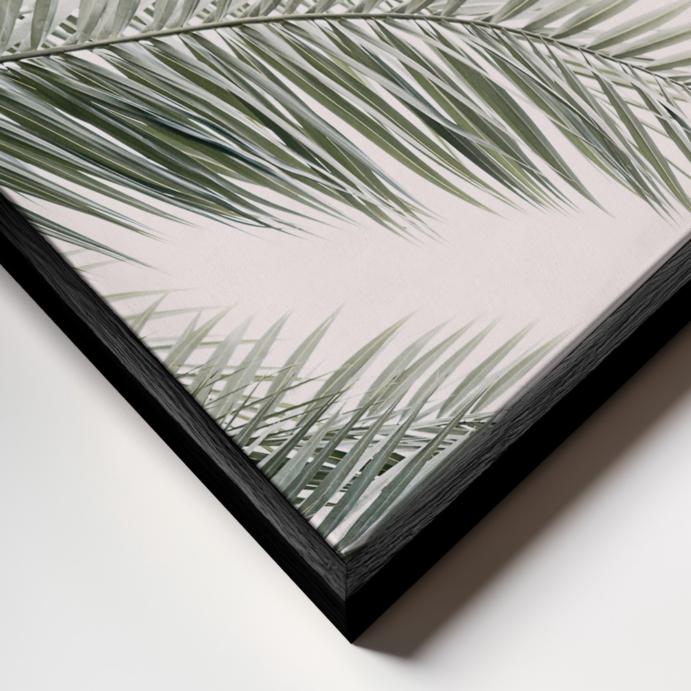 Canvas schilderi - Blush Palm Leaves frame close-up - zwart frame