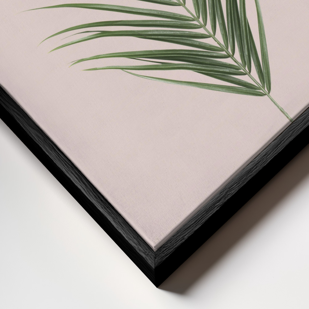 Canvas schilderi - Palm Leaf Blush frame close-up - zwart frame