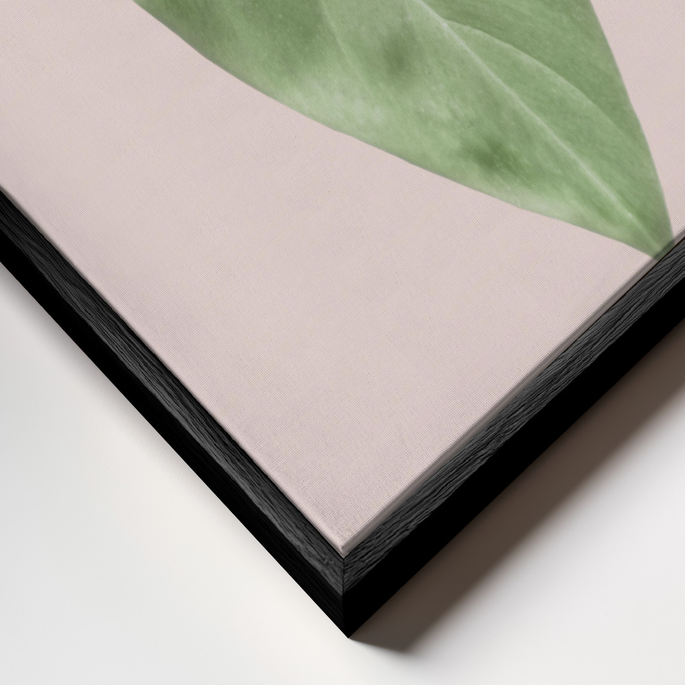 Canvas schilderi - Tropical Leaf Blush frame close-up - zwart frame