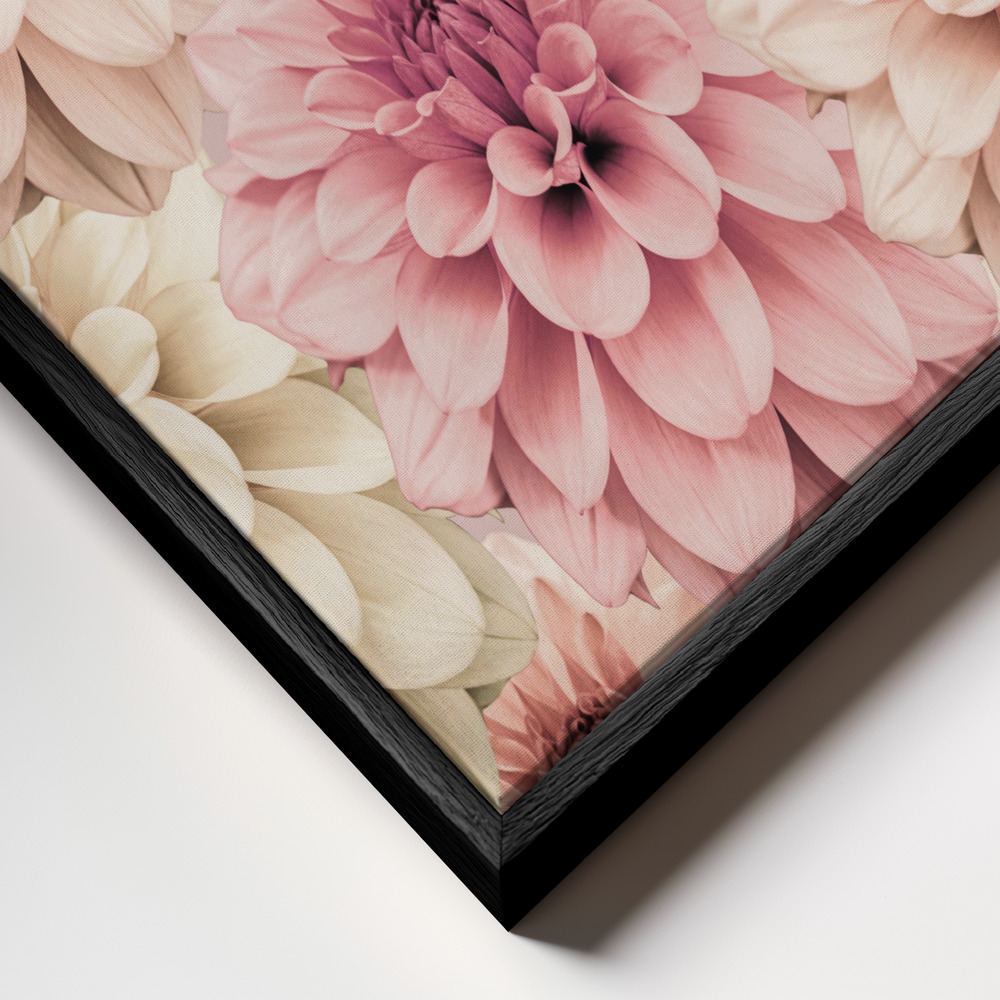 Lærred - Dahlia ramme nærbillede - sort ramme