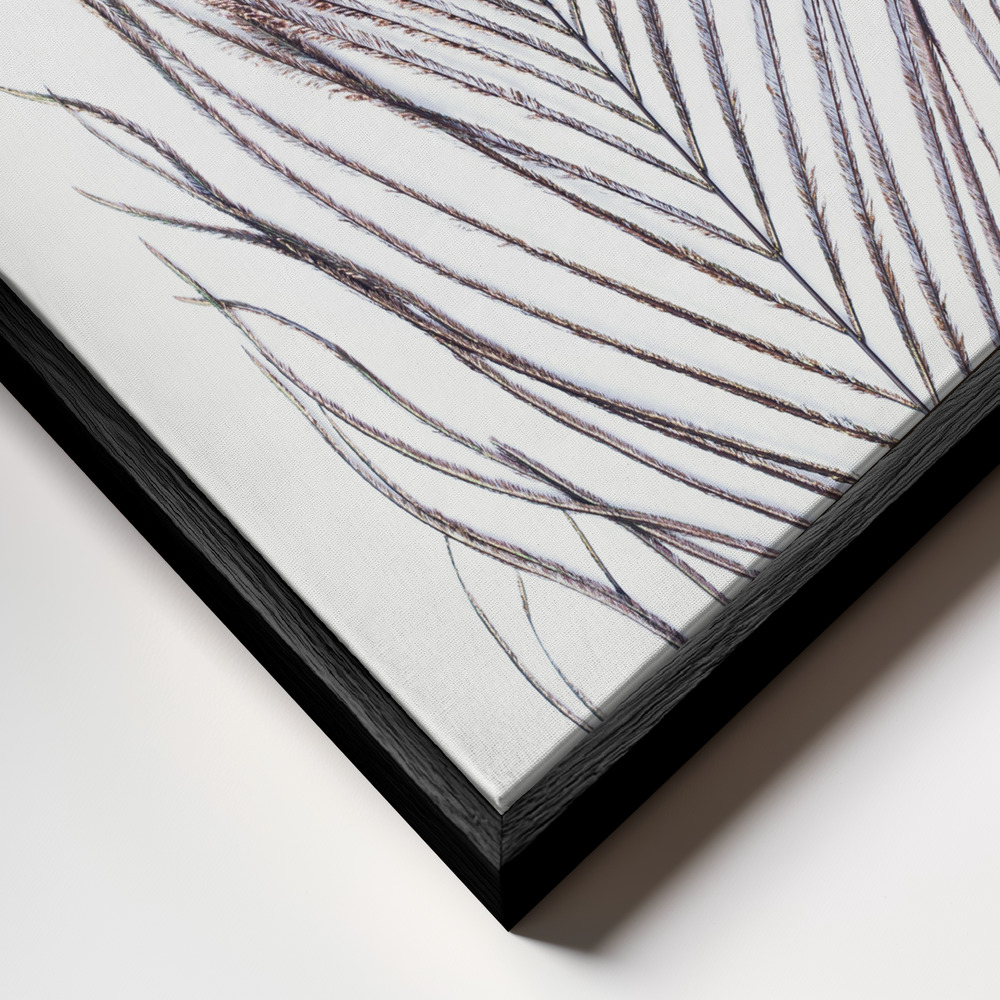 Canvas print - Peacock Feather frame close up - black frame