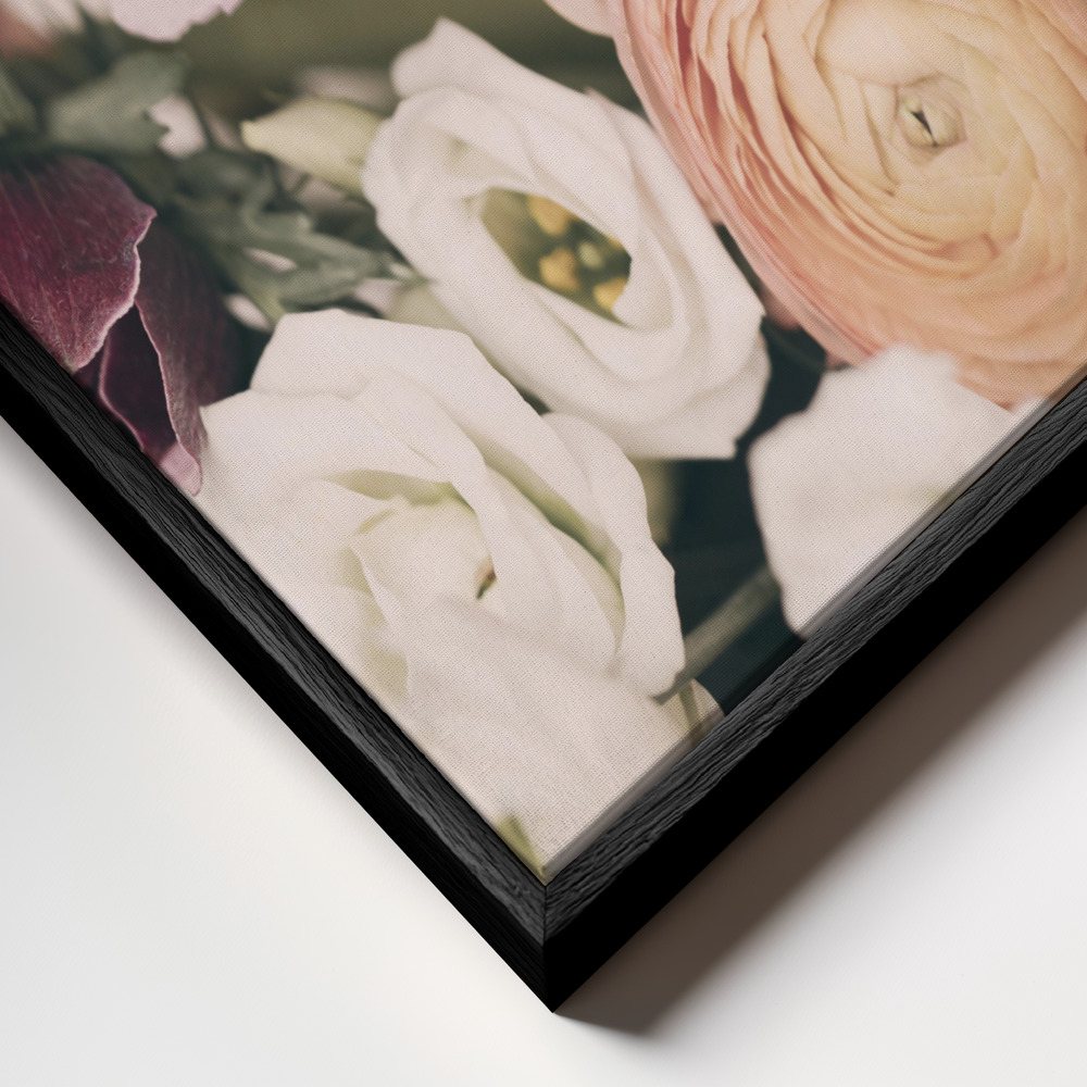 Canvas print - Pastel Bouquet frame close up - black frame