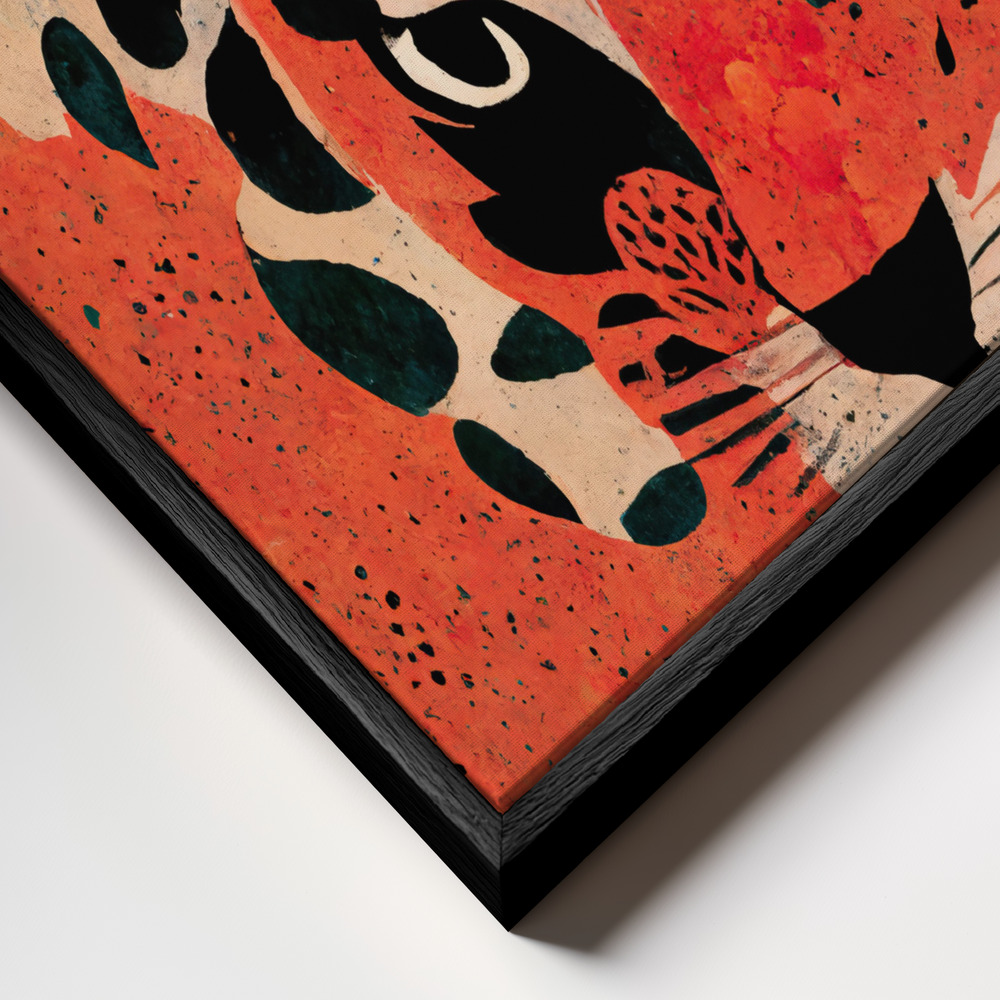 Canvas schilderi - Hiding Leo frame close-up - zwart frame