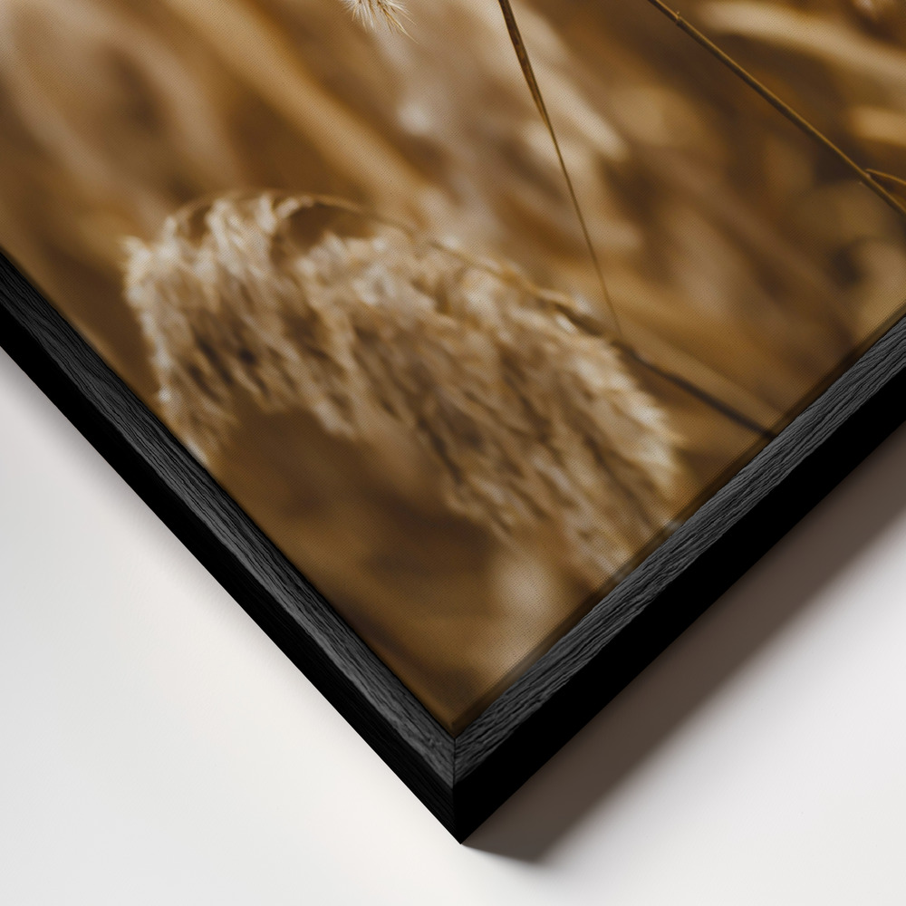 Canvas taulu - reed flower kehys lähikuvassa - musta kehys
